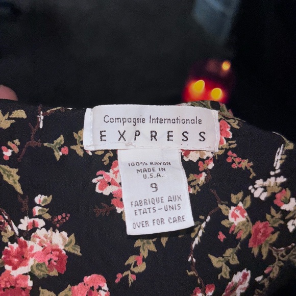 Vintage Compagnie Internationale EXPRESS floral Maxi dress sz 9 quarter sleeve - Picture 6 of 6